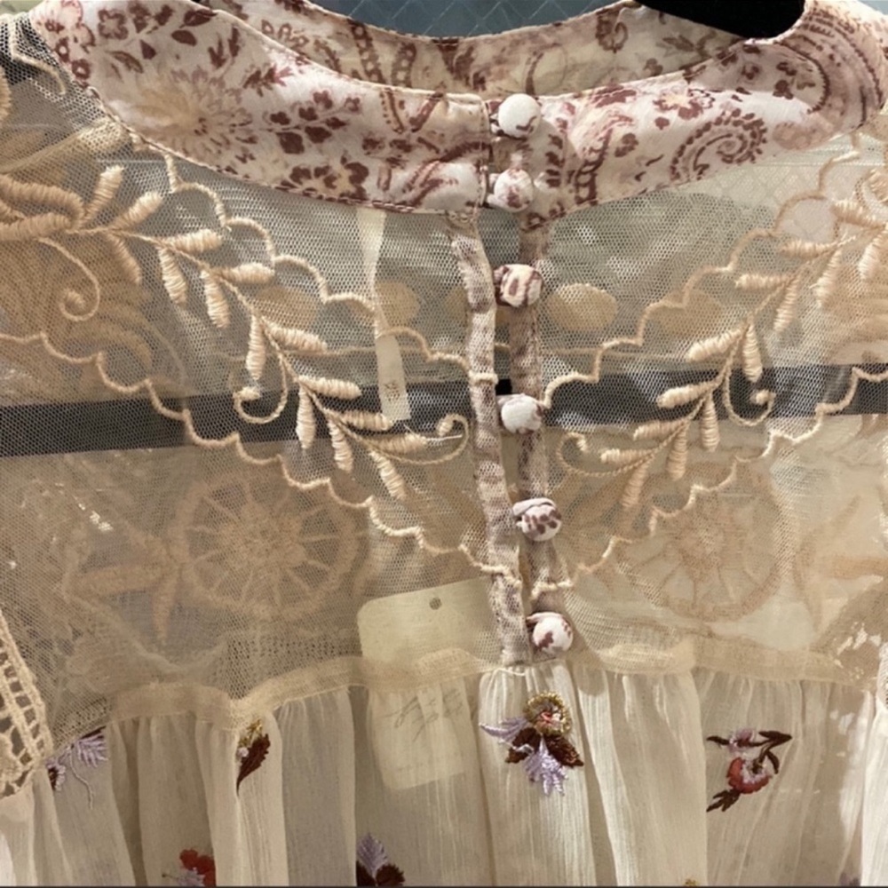 🦄UNICORN FIND🦄NWT Free People | Fiona Lace Peasant Blouse - Picture 9 of 14